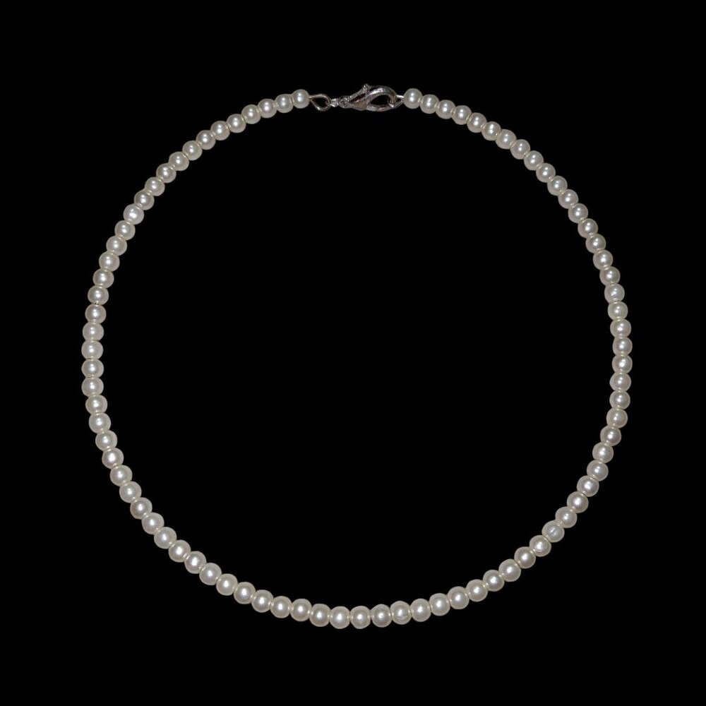 Vintage Faux Pearl Necklace With Silver Tone Clasp Chocker Art Deco Beaded